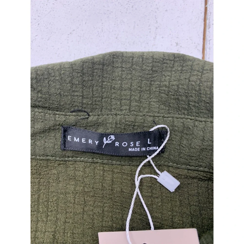 Emery Rose Womens Green Button Up Dress Size Large - Picture 3 of 5